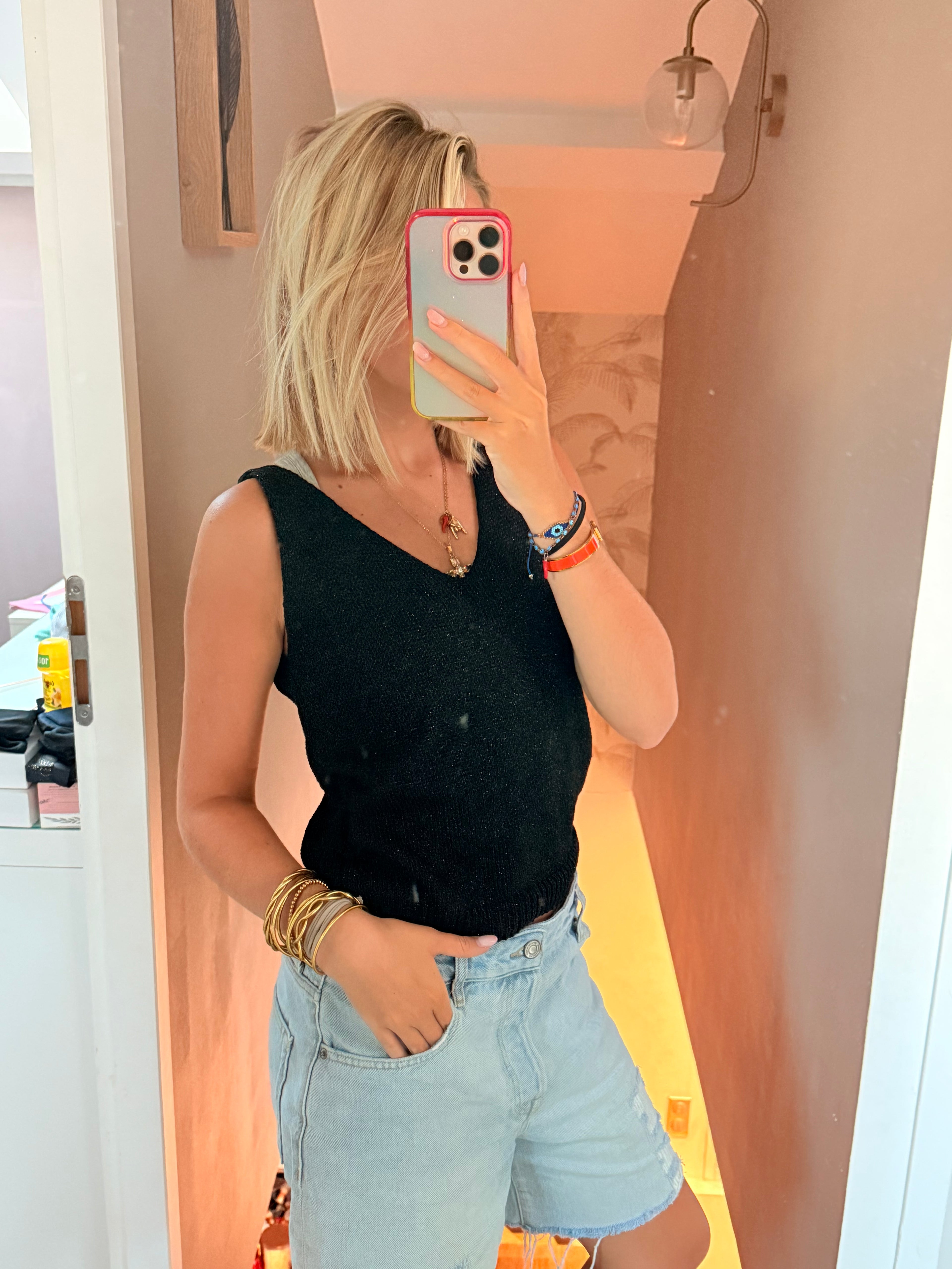 Top pailletée noir